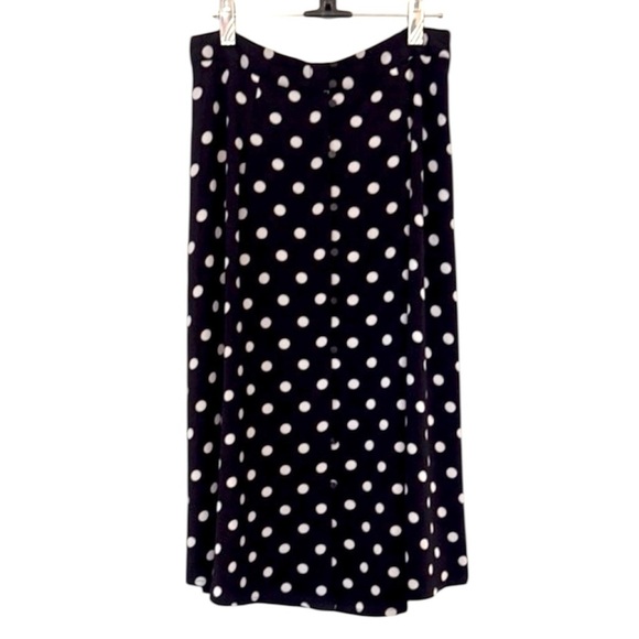 NEW CeCe Button-Front A-Line Midi Skirt Black and White Polka Dots - Picture 7 of 7